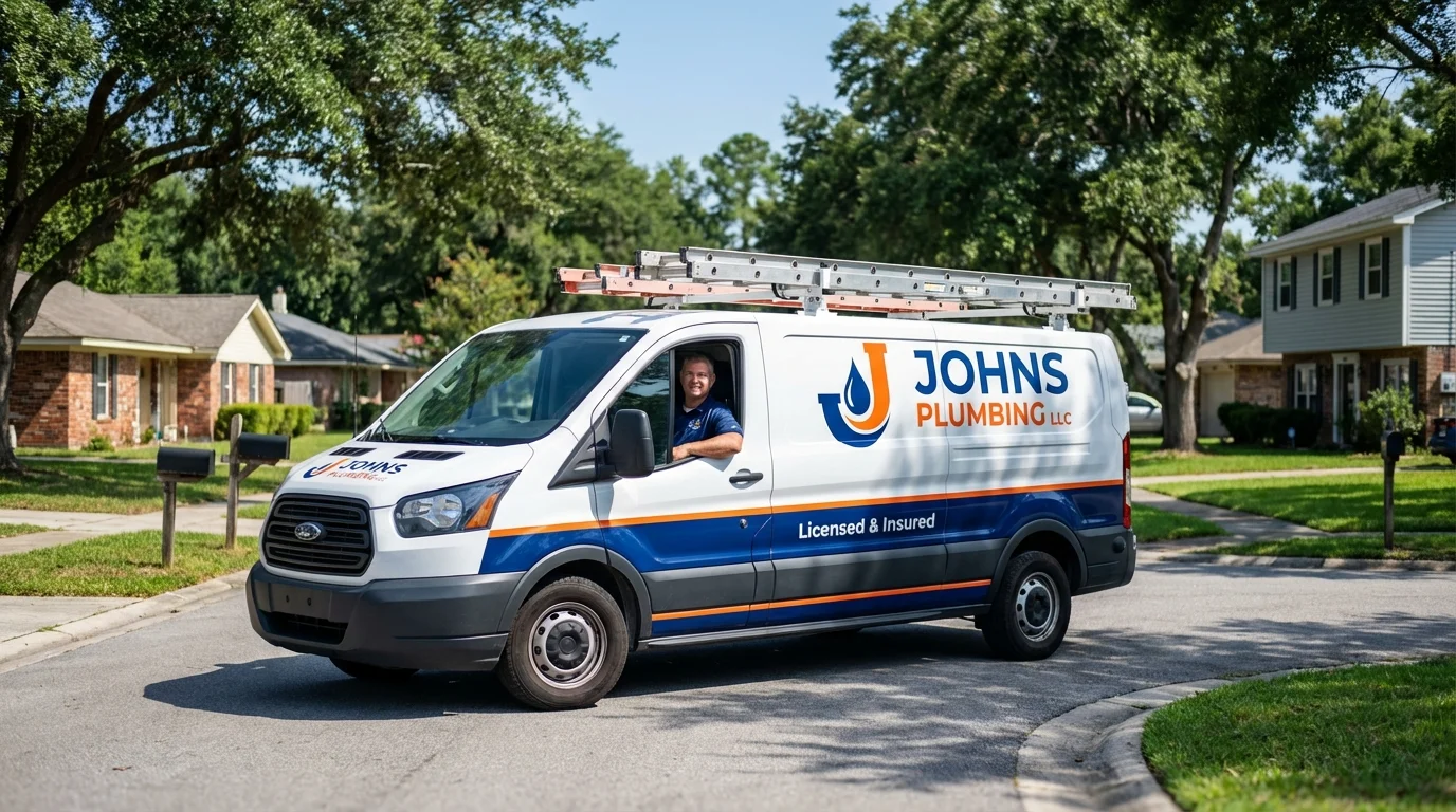 Johns Plumbing LLC service van in Ponderay, ID