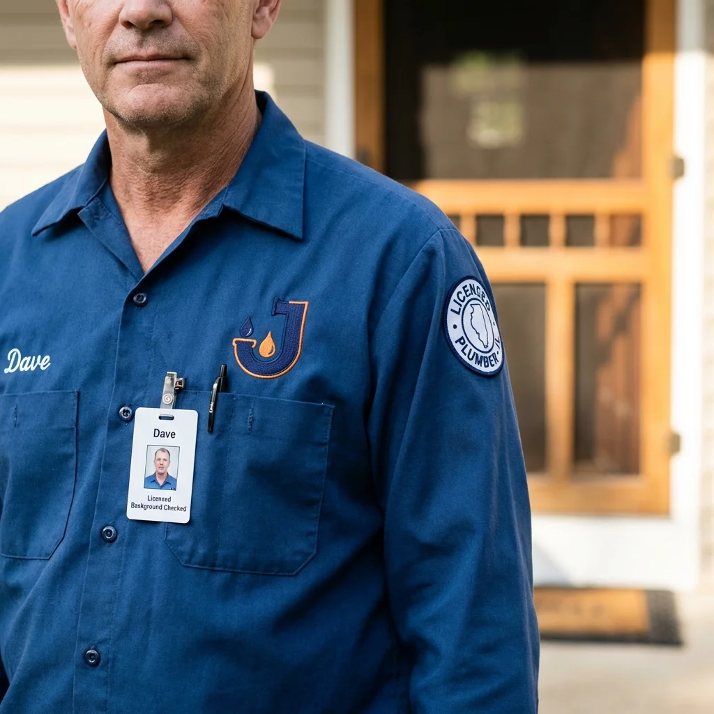 Licensed plumber showing ID badge in Ponderay, ID